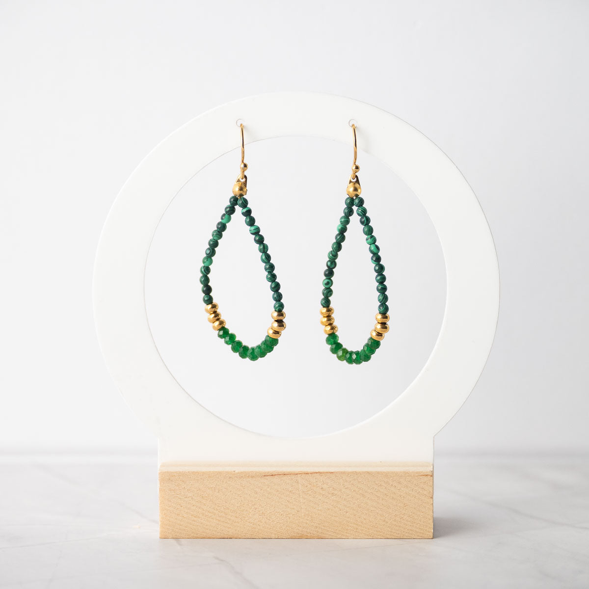 Green Onyx drop earrings