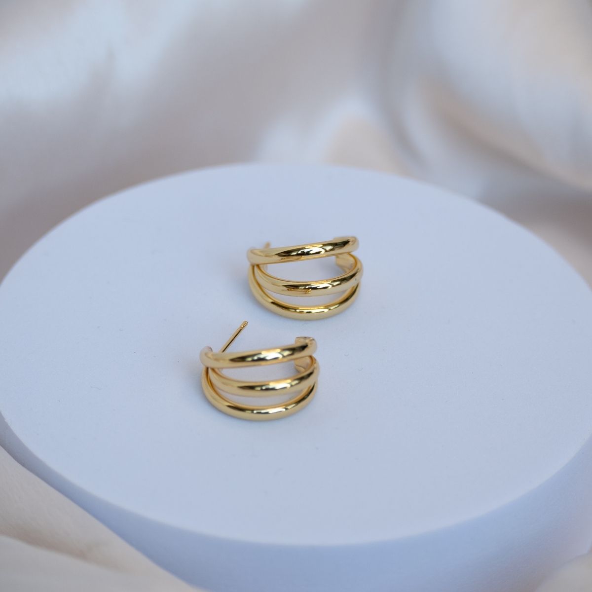 Gold Three Band Hoop earrings