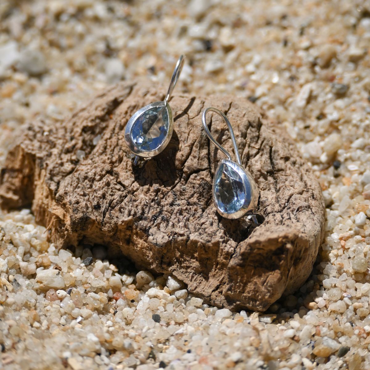 Blue Topaz teardrop drop earrings