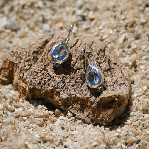 Blue Topaz teardrop drop earrings
