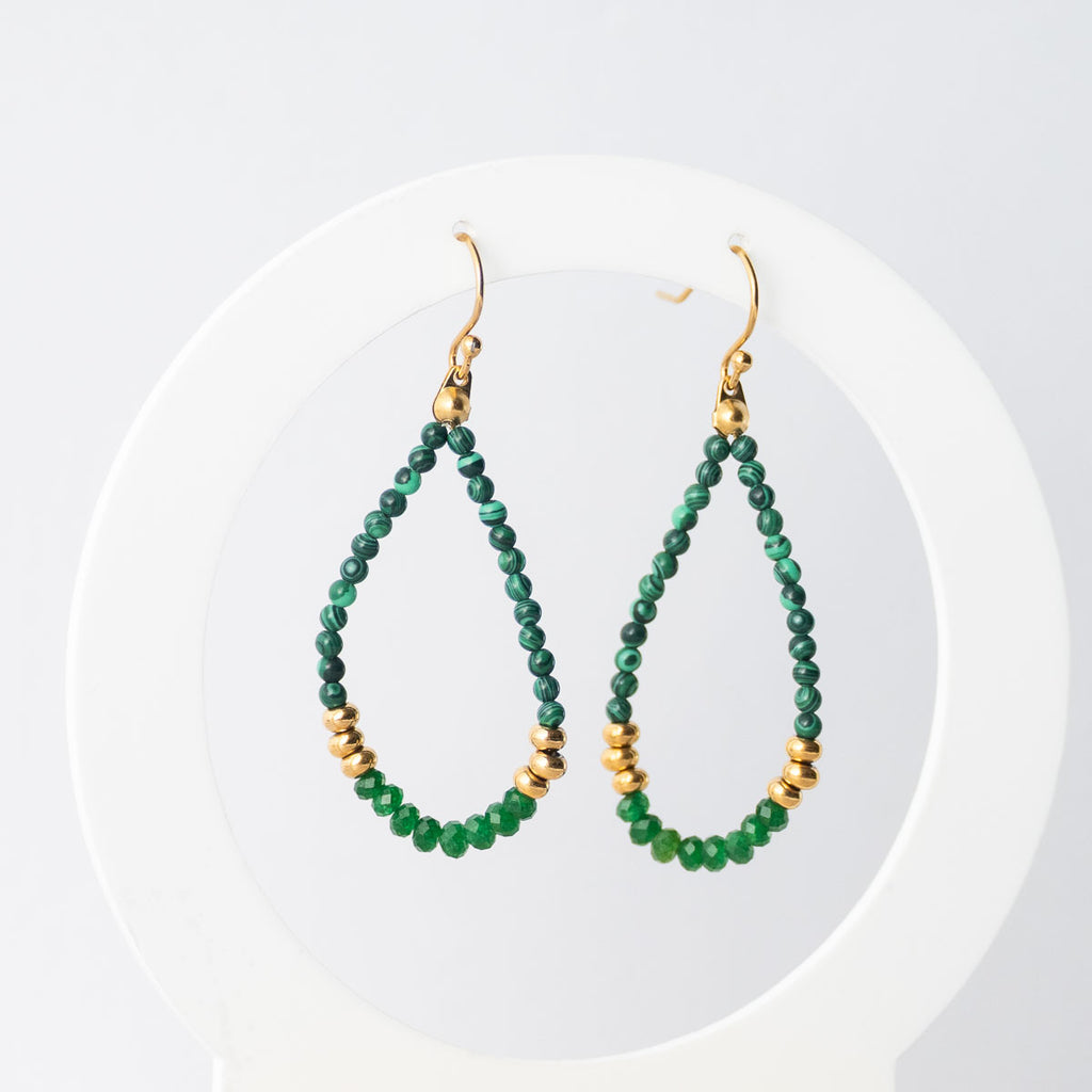 Green Onyx drop earrings