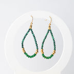 Green Onyx Semi Precious Stone Drop Earrings - Terciany 
