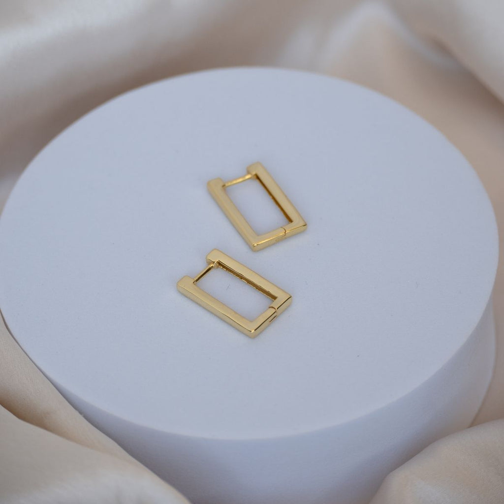 Rectangular Gold Huggy earrings - Terciany 