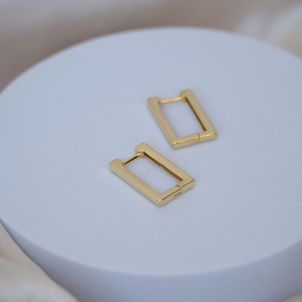 Rectangular Gold Huggy earrings - Terciany 