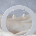 White oval Italian pearl drop earrings - Terciany 