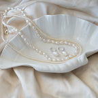 White oval Italian pearl drop earrings - Terciany 