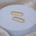 Paperclip Huggy earrings with cubic detail - Terciany 