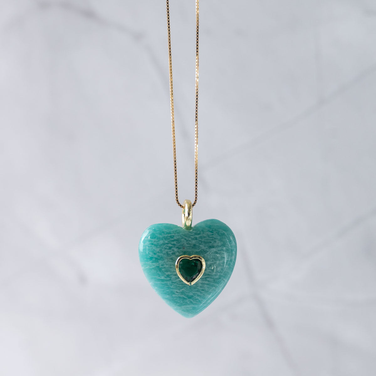 Amazonite Semi Precious stone Heart Pendant
