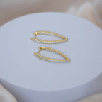 Gold Triangle Huggy earrings with Bling Front side - Terciany 