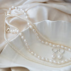 White oval Italian pearl drop earrings - Terciany 