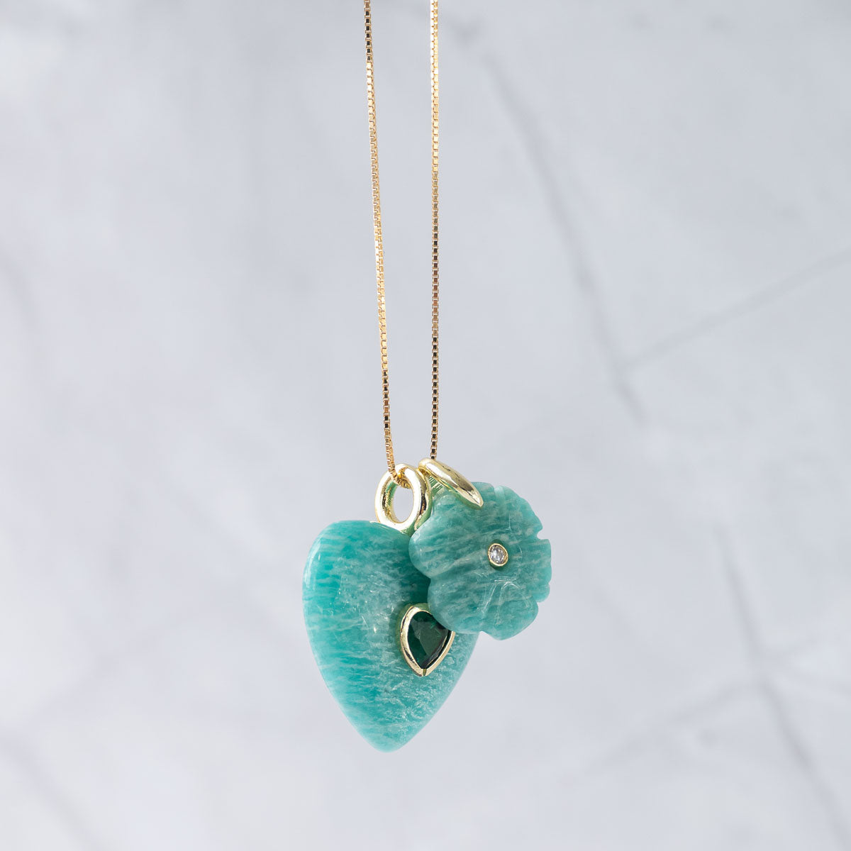 Amazonite Semi Precious stone Heart Pendant