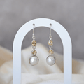 Double Citrine and pearl drop earrings