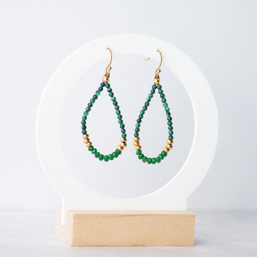 Green Onyx drop earrings