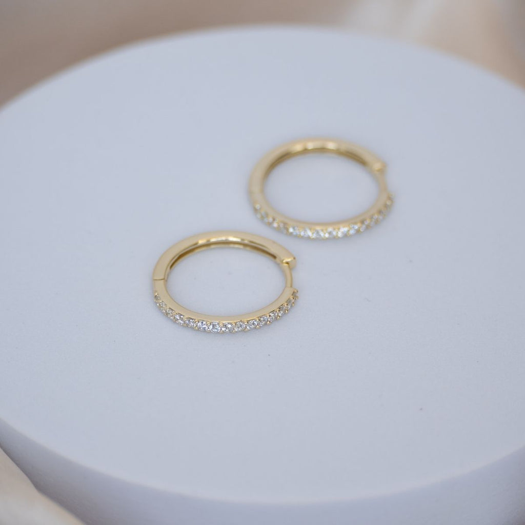 Round Huggy earrings with bling pave detail