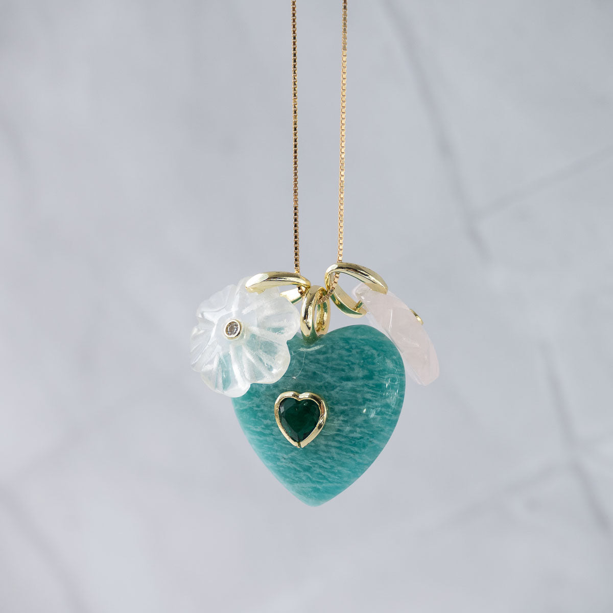 Amazonite Semi Precious stone Heart Pendant