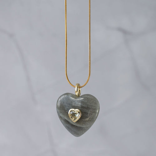 Labradorite semi precious stone heart pendant - Terciany 