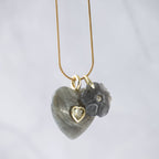 Labradorite semi precious stone heart pendant - Terciany 