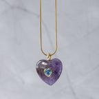 Amethyst Semi Precious stone heart pendant - Terciany 