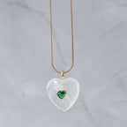 White Quartz Semi Precious stone Heart Pendant - Terciany 