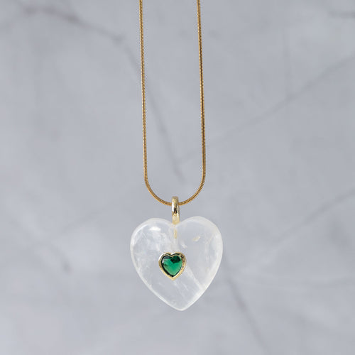 White Quartz Semi Precious stone Heart Pendant - Terciany 