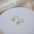 Gold Calcedonia Dangly drop Huggy earrings - Terciany 
