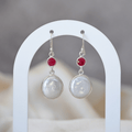 Coin pearl and Ruby mix drop earrings - Terciany 