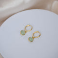 Gold Calcedonia Dangly drop Huggy earrings - Terciany 