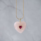 Rose Quartz Semi Precious Stone pendant - Terciany 