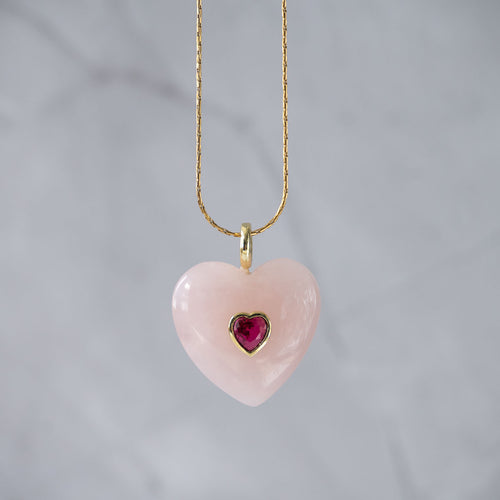 Rose Quartz Semi Precious Stone pendant - Terciany 