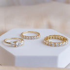 Gold Statement ring with 6.5 mm Moissanite Stones (with GRA Certificate) - Terciany 