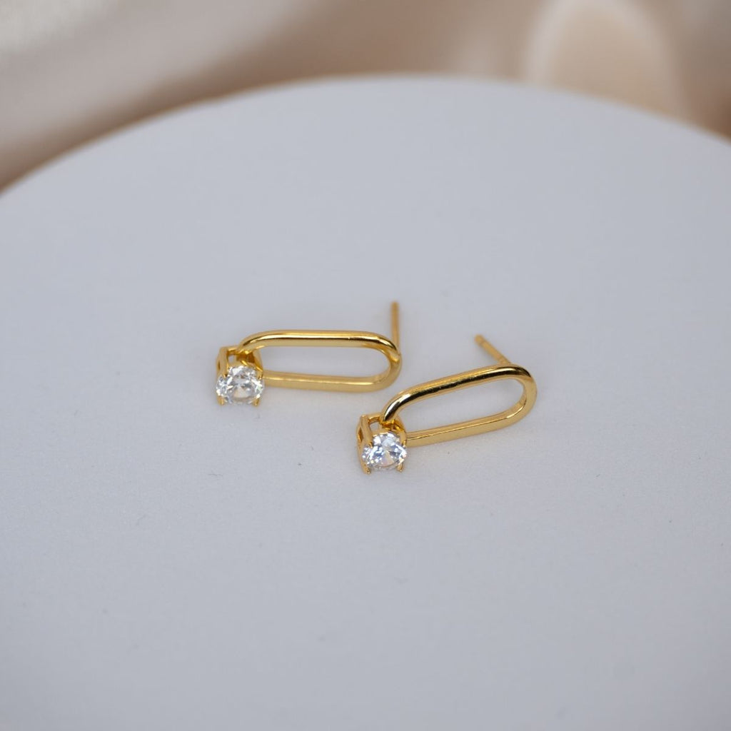 Gold Paperclip Stud earrings - Terciany 