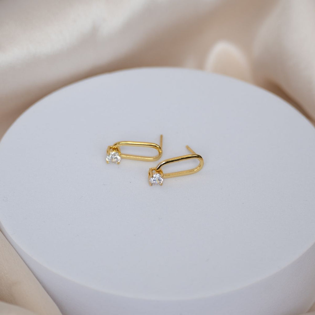 Gold Paperclip Stud earrings - Terciany 