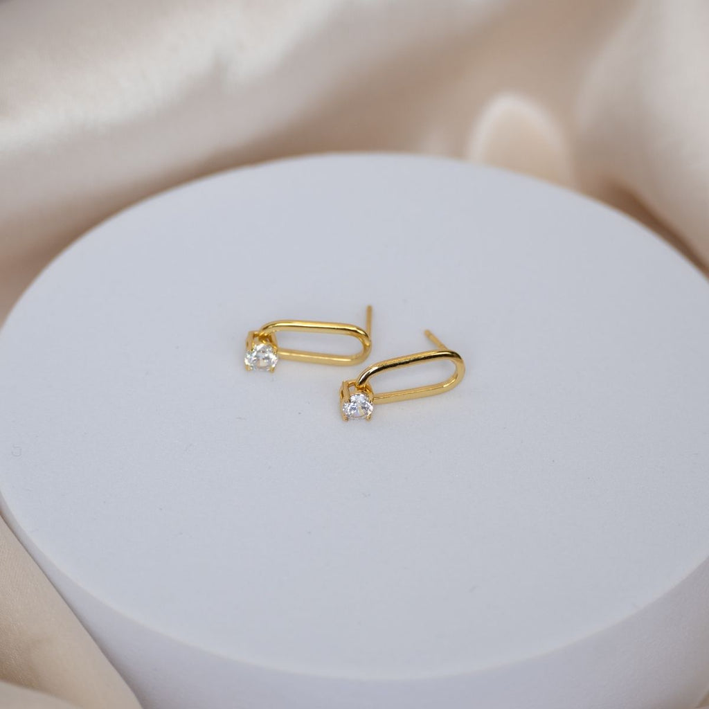 Gold Paperclip Stud earrings - Terciany 