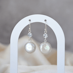 Coin Pearl and Blue topaz drop earrings - Terciany 