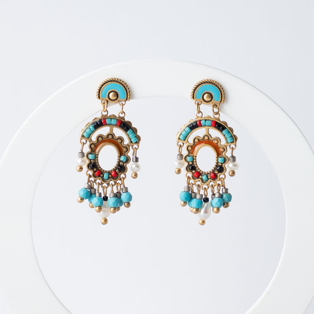 Semi precious and pearl Bohemia earrings