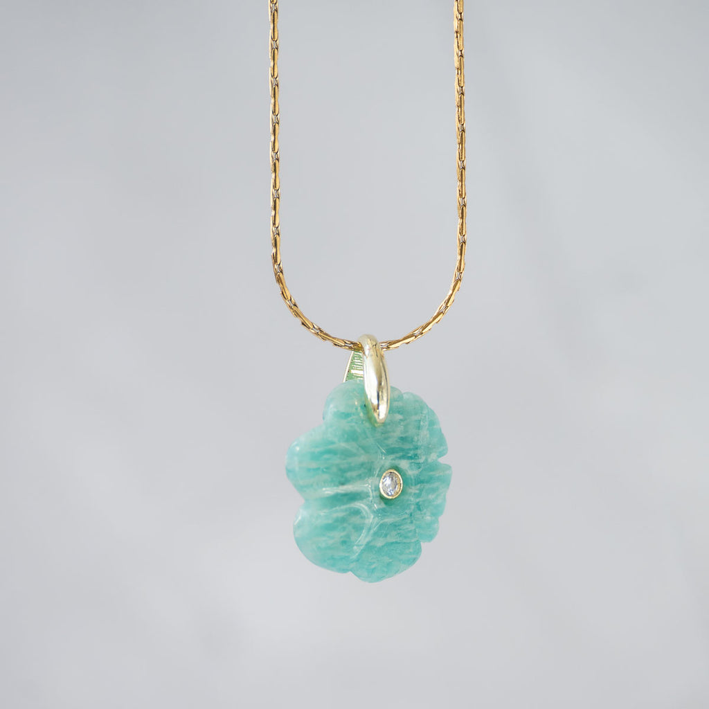 Amazonite Semi Precious Flower Pendant