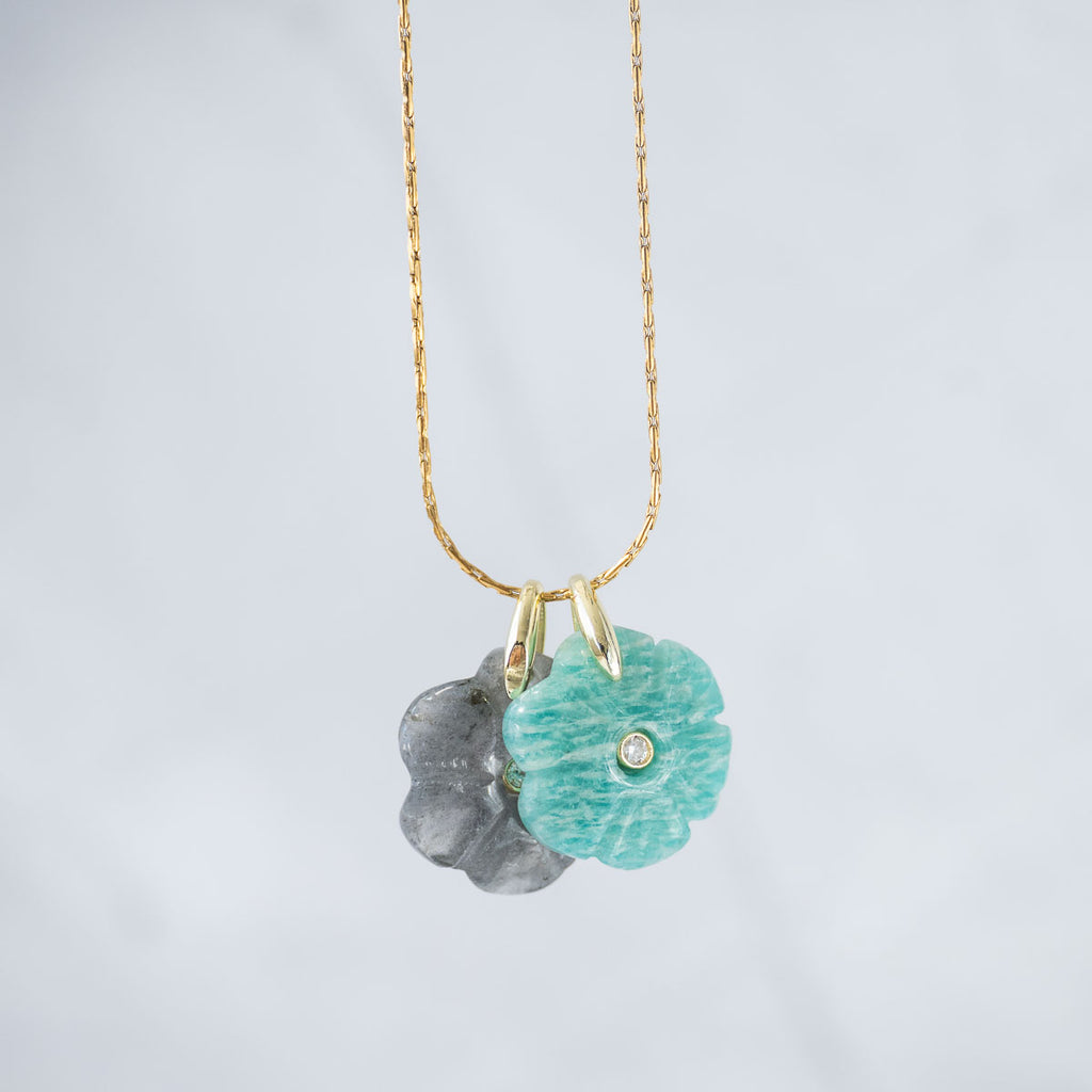 Amazonite Semi Precious Flower Pendant