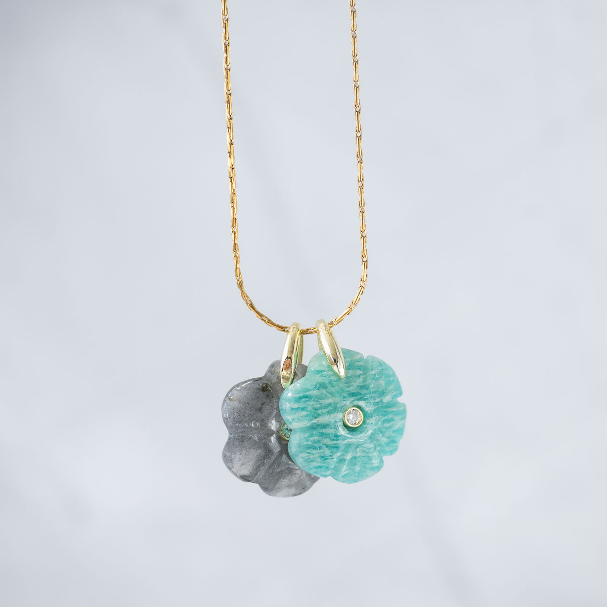 Amazonite Semi Precious Flower Pendant