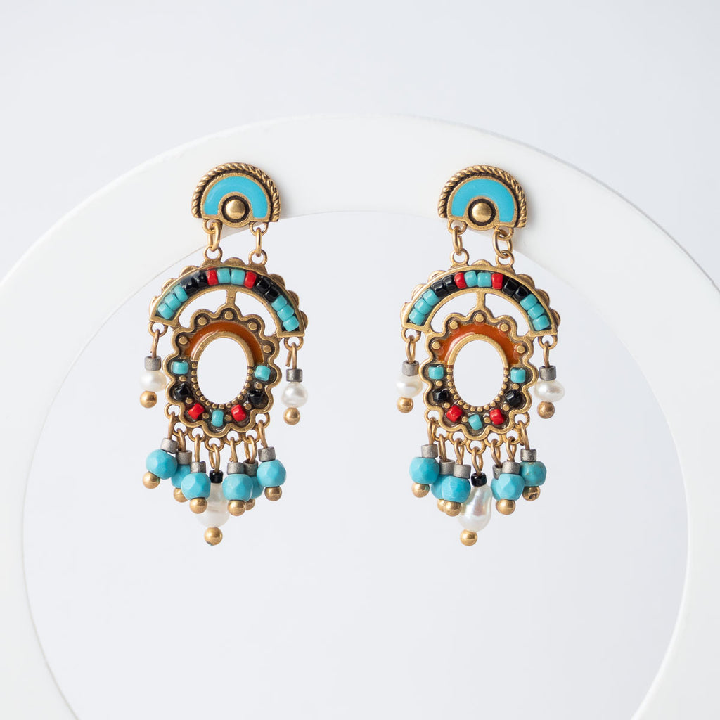 Semi precious and pearl Bohemia earrings