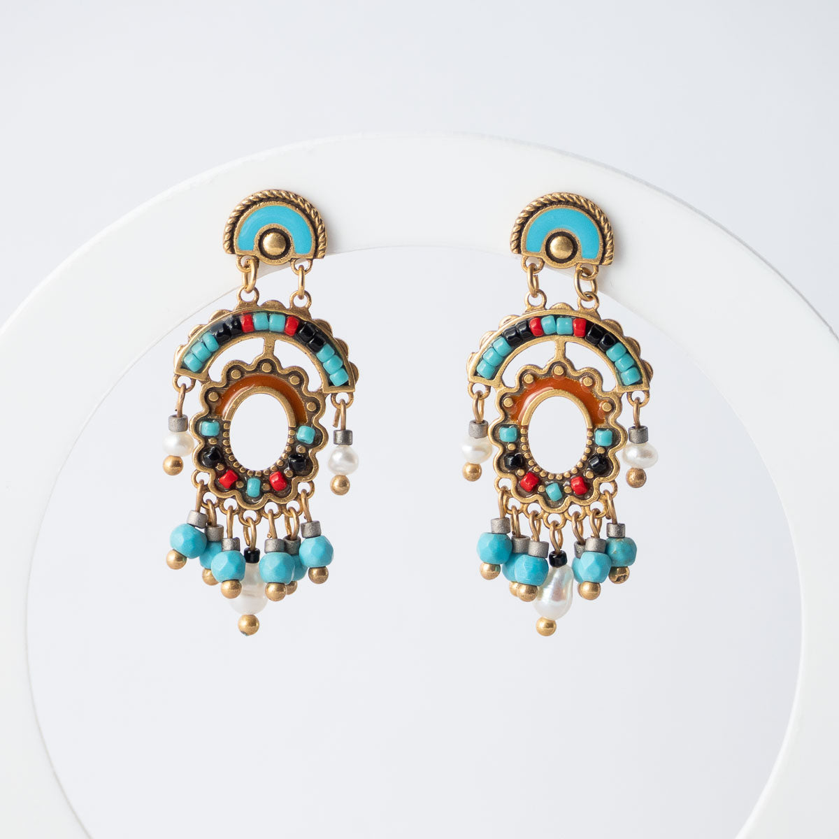 Semi precious and pearl Bohemia earrings