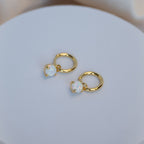 Gold huggy earring with Opal charm - Terciany 