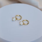Gold huggy earring with Opal charm - Terciany 