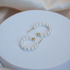 20mm Gold Hoop Pearl Earrings - Terciany 