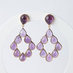 Terciany Amethyst Semi Precious Stone Statement Earrings - Terciany 
