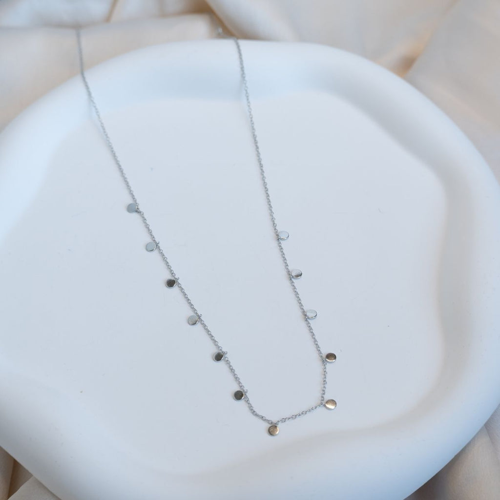Dangly dot disc silver necklace - Terciany 