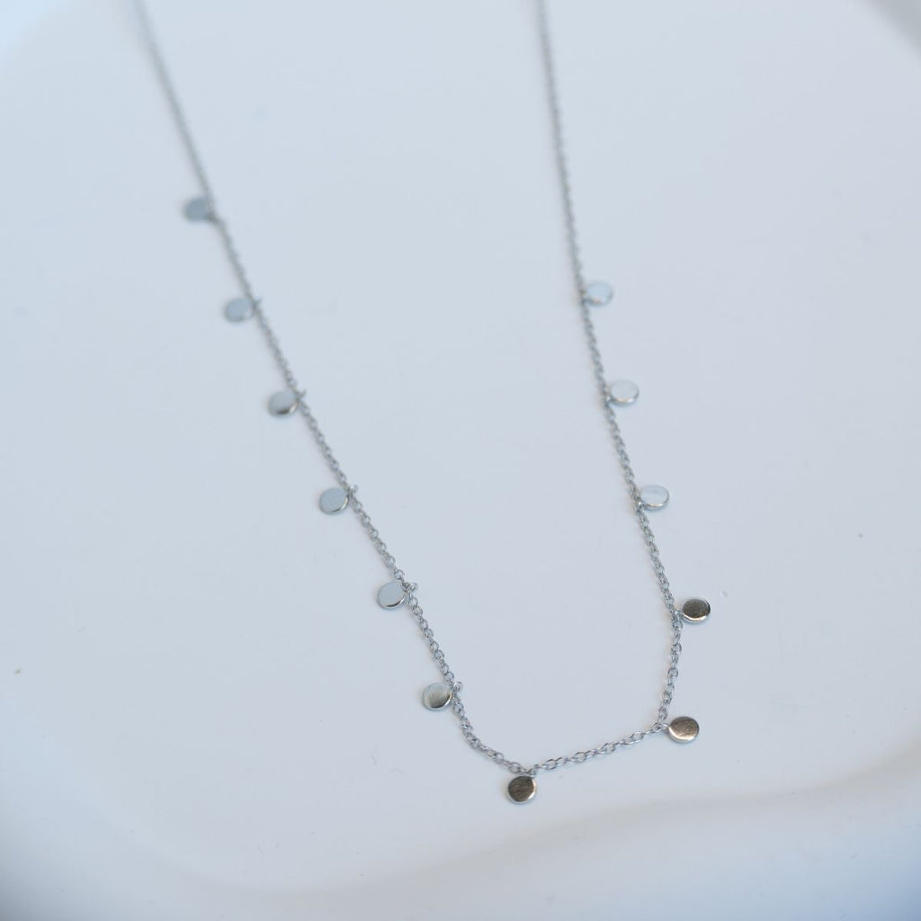 Dangly dot disc silver necklace - Terciany 