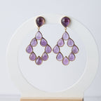 Terciany Amethyst Semi Precious Stone Statement Earrings - Terciany 