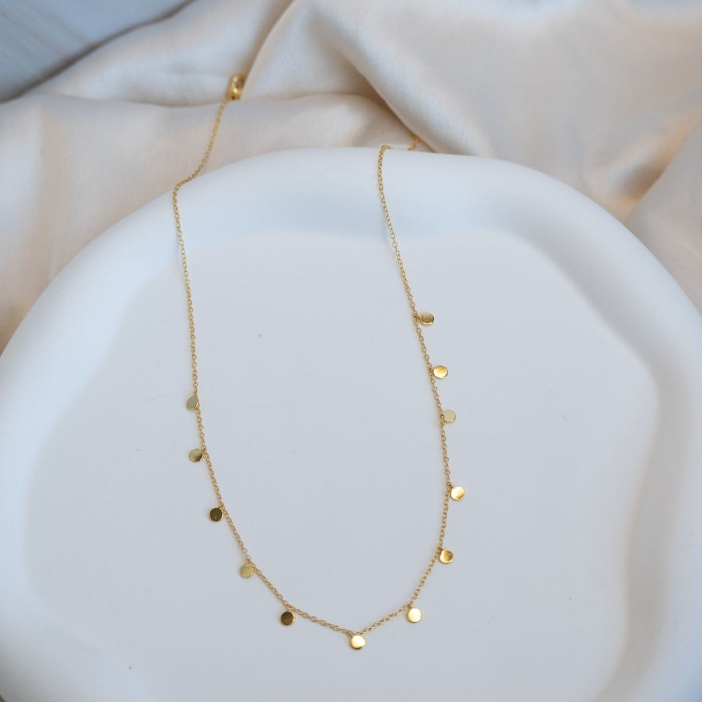 Dangly dot disc gold necklace - Terciany 