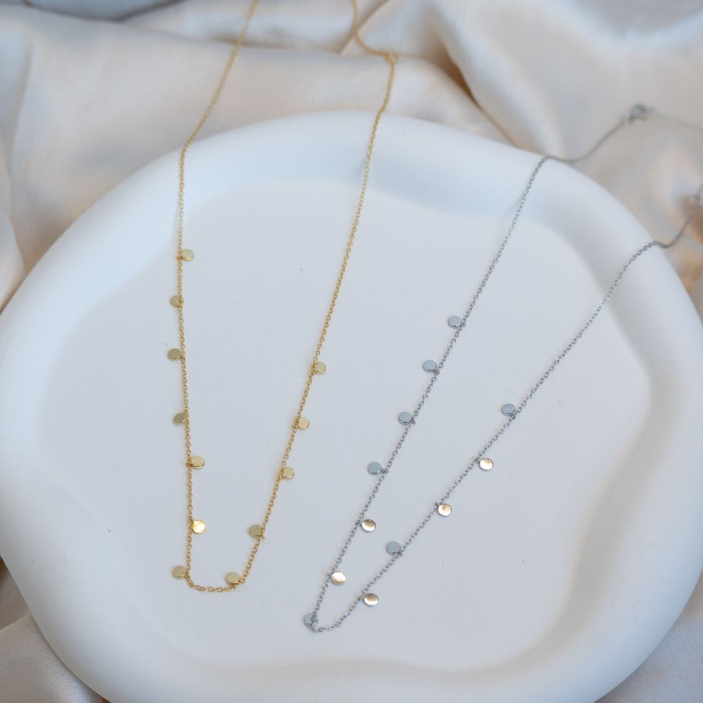 Dangly dot disc gold necklace - Terciany 