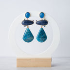 Charne Blue Apatite Semi Precious Stone Statement Earrings - Terciany 